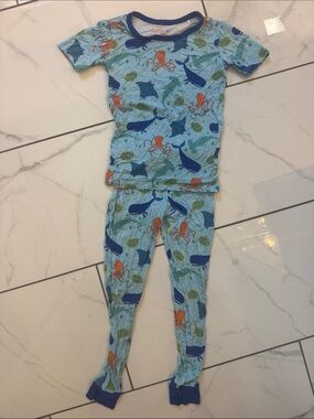Little Sleepies Light Blue Marine Life Ocean Creature Pajama Set size 5/6